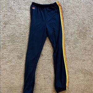 Aviator Nation DUPE Navy Sweat Pants with Rainbow Stripe